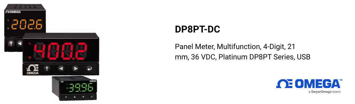 Omega DP8PT-DC – Multifunction 4-Digit Panel Meter with USB & DC Power