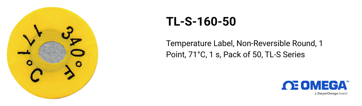 Omega TL-S-160-50 Temperature Label – Reliable Non-Reversible Round Indicator for Heat-Sensitive Applications