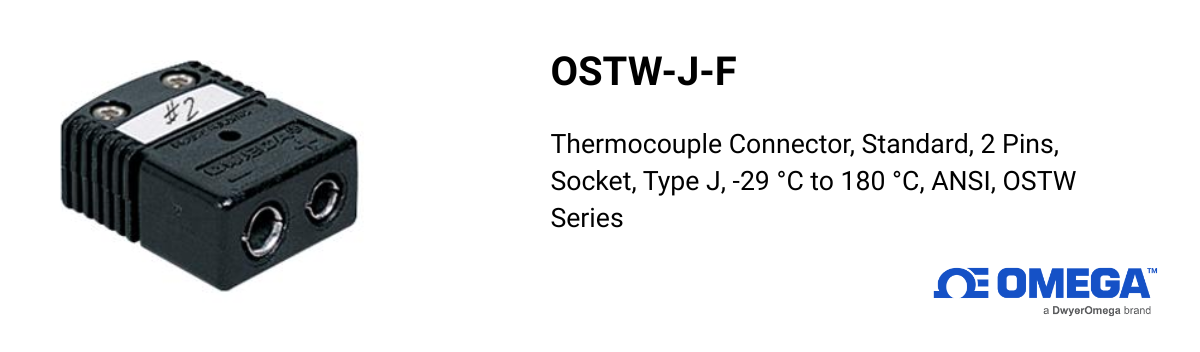 Omega OSTW-J-F Thermocouple Connector – Reliable, ANSI-Standard Type J Socket Connector